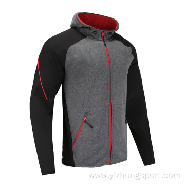 Mens Grey Soccer Wear Zip Up Hoodies